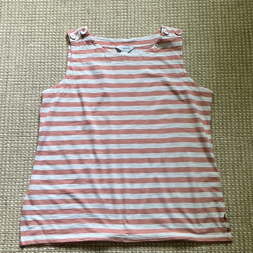 Striped Sleeveless Tank Top - Pink & White